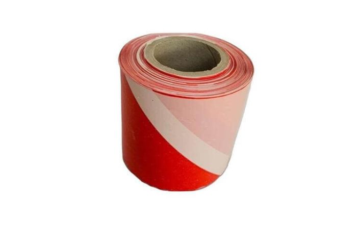 Folia, taśma kablowa ostrzegawcza 8/0,5mm biało-czerwona (100m) | WEG-004597 Nowicki