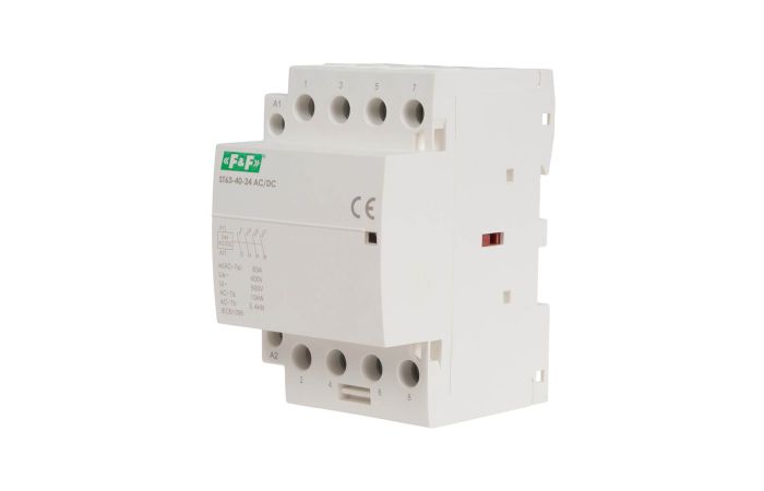 Stycznik modułowy, montaż na szynie, styki 4xNO, 63A, 24V DC | ST63-40-24ACDC F&F