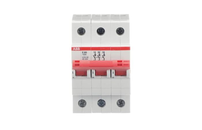 Rozłącznik izolacyjny E203/100A rd, 3P 100A IP10 400V AC, czerwony, pro M compact | 2CDE283001R0100 ABB