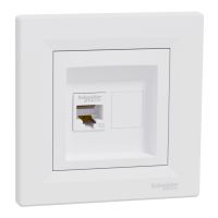 Gniazdo komputerowe pojedyncze 1xRJ45 kat.5e z ramką białe, Asfora | EPH4300121 Schneider Electric