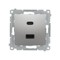 Ładowarka 2xUSB C+A Quick Charge 5/9/12V (moduł), 3.1 A, 5V DC, 230V, srebrny mat Simon 54 | DEC2CA.01/43 Kontakt Simon