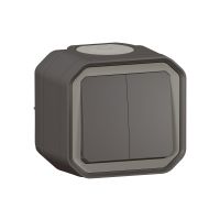 Łącznik/przycisk podwójny 10AX 250V IP55 komplet n/t, antracyt, Nowe Plexo | 069775L Legrand