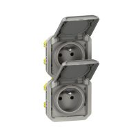 Gniazdo podwójne z/u 2X2P+Z 16A 250V IP55 pionowe (mechanizm) szary, Nowe Plexo  | 069563L Legrand