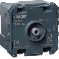 Ściemniacz przyciskowy obc. R/L/C 250W, LED 50W (mechanizm) 2M, Lumina / Gallery | WXF063 Hager