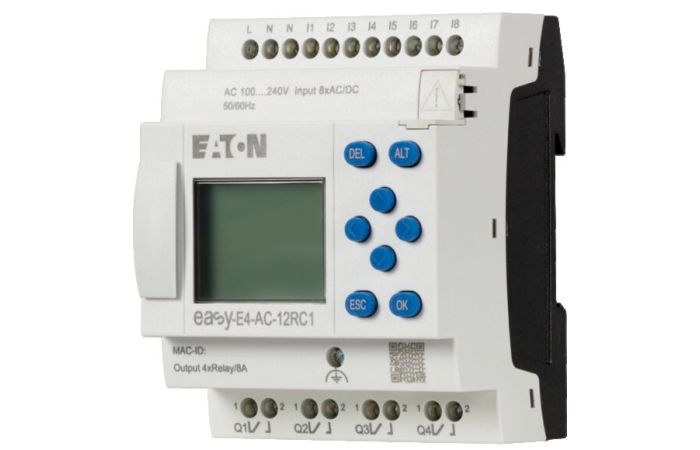 Przekaźnik programowalny easyE4 230VAC/DC, 8DI, 4DO-R, z wyśw., EASY-E4-AC-12RC1 | 197215 Eaton