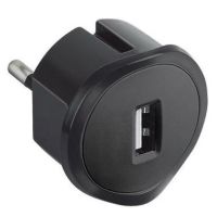 Ładowarka wtyczkowa 1 x USB A, czarna | 050681 Legrand