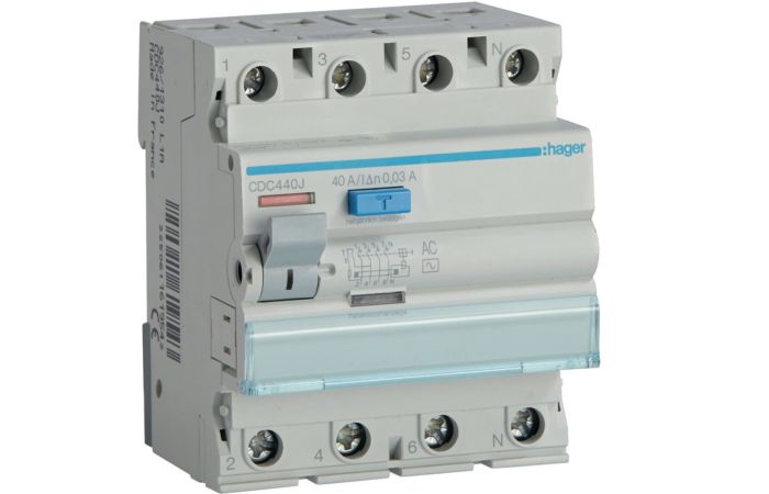 Wyłącznik różnicowoprądowy 4P 40A 30mA typ AC | CDC440J Hager