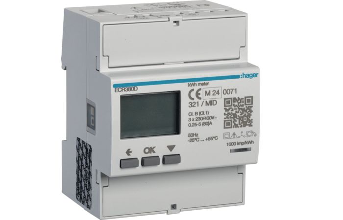 Licznik energii elektrycznej 3-fazowy, 80A 4M, Modbus, MID, Agardio.measure | ECR380D Hager