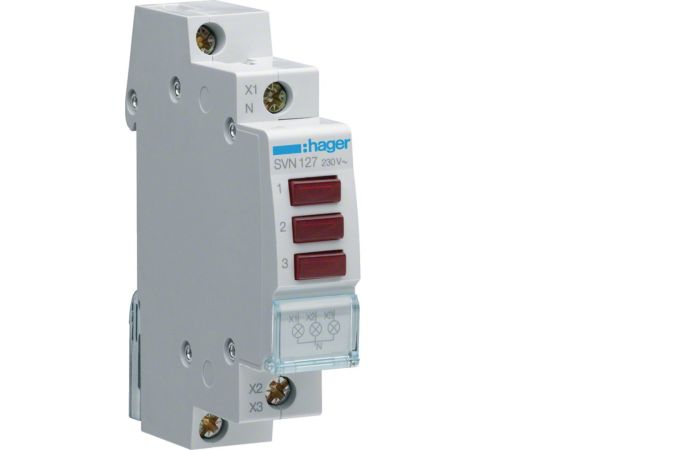 Lampka sygnalizacyjna LED 3x czerwona 230VAC | SVN127 Hager