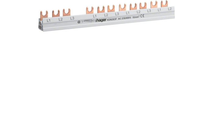 Szyna grzebieniowa widełkowa pozioma 4P 10mm2 do 4P+/ 4P+3P 12M | KDN363F Hager