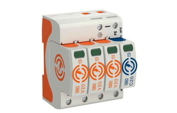 Ogranicznik przepięć 4-biegunowy klasy C, Typ 2, V20-3+NPE-280 | 5095253 Obo Bettermann