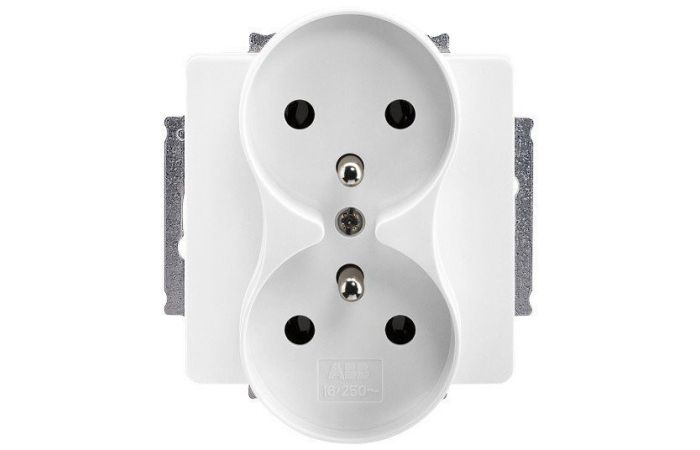 Gniazdo podwójne do ramki pojedynczej p/t, śnieżnobiały, Swing, 5512J-A04449 B1 | 2CHJ124449A4520 ABB