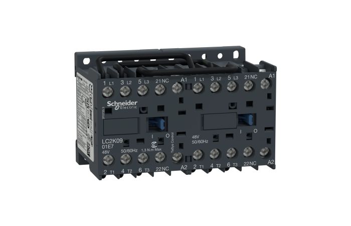 Stycznik nawrotny miniaturowy TeSys 9A AC-3 styk pomocniczy 1NC napięcie cewki 230VAC 3P, TeSys K | LC2K0901P7 Schneider Electric