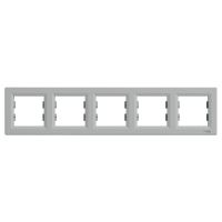 Ramka pięciokrotna pozioma aluminium, Asfora | EPH5800561 Schneider Electric