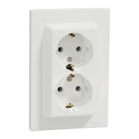 Gniazdo podwójne Schuko białe Asfora | EPH9900121 Schneider Electric