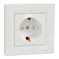 Gniazdo pojedyncze z/u Schuko 16A 250V, przesłony, z ramką, białe, Asfora | EPH2900221 Schneider Electric