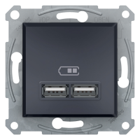 Gniazdo ładowarki USB 2.1A bez ramki, antracyt, Asfora | EPH2700271 Schneider Electric