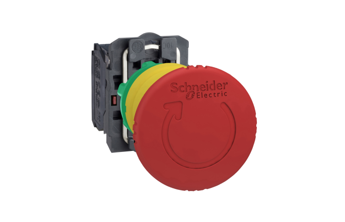 Przycisk bezpieczeństwa 22mm z blokadą odryglowania przez obrót 1NO 1NC, czerwony | XB5AS8445 Schneider Electric