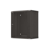 Szafa instalacyjna RACK wisząca 19" 12U 540X350 czarna drzwi przeszklone LANBERG (FLAT PACK) | WF03-5312-10B Impakt