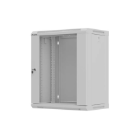 Szafa instalacyjna RACK wisząca 19" 12U 540X350 szara drzwi przeszklone LANBERG (FLAT PACK) | WF03-5312-10S Impakt