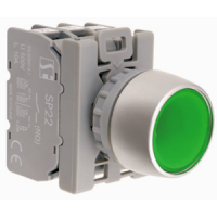 Przycisk sterowniczy kryty, pierścień niklowany, styki 1NO, podświetlany, zielony | SP22-KLZ-10-230-LED\AC Spamel