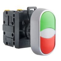 Przycisk sterowniczy 2-klawiszowy, styki 1NO+1NC, AC, zielono-czerwony | ST22-2KL-11-230-LED\Z/C Spamel