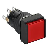 Przycisk płaski czerwony samopowrotny LED 24V 1NO kwadratowy plastikowy Harmony XB6 | XB6ECW4B2P Schneider Electric