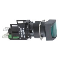 Przycisk płaski zielony push-push LED 12...24V kwadratowy Harmony XB6 | XB6CF3B1B Schneider Electric