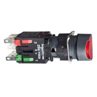 Lampka sygnalizacyjna Przycisk płaski czerwony samopowrotny LED 12-24V okrągły Harmony XB6 | XB6AW4B5B Schneider Electric