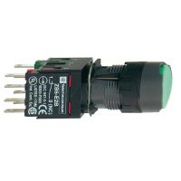 Przycisk płaski zielony push-push LED 12...24V okrągły Harmony XB6 | XB6AF3B5B Schneider Electric