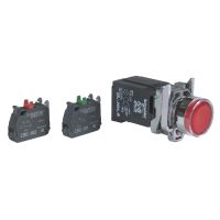 Przycisk podświetlany czerwony kryty Fi-22mm z samopowrotem 220-240V 1NO+1NC, trafo.metal. | XB4BW3445 Schneider Electric