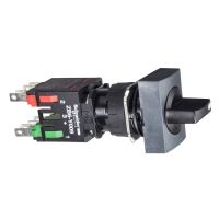 Przełącznik 3 poz czarny bez podśw. piórko krótkie stabilny NO+NC prostokątny Harmony XB6 | XB6DD235B Schneider Electric