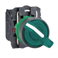 Przełącznik piórkowy Fi-22mm 2-pozycyjny stabilny 230V 1NO 1NC zielony podświetlany | XB5AK123M5 Schneider Electric