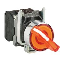 Przełącznik 2-pozycyjny pokrętło Fi-22mm pomarańczowy 1Z 1R bez samopowrotu | XB4BK125M5 Schneider Electric