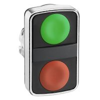 Główka przycisku podwójnego płaski zielony/czerwony z samopowrotem metalowy Harmony XB4 | ZB4BA7340 Schneider Electric