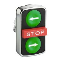 Przycisk potrójny zielony/STOP/zielony samopowrotny metalowy lewo/STOP/prawo Harmony XB4 | ZB4BA73133 Schneider Electric