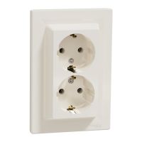 Gniazdo podwójne SCHUKO, kremowe | EPH9900123 Schneider Electric