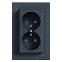 Gniazdo podwójne z/u antracyt, Asfora | EPH9800271 Schneider Electric