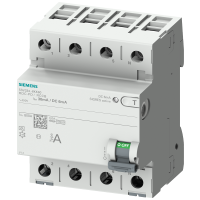 Wyłącznik różnicowoprądowy 3+N typ A, In: 40 A, 30 mA, 6 mA DC, Un AC: 400 V | 5SV3344-6KK60 Siemens