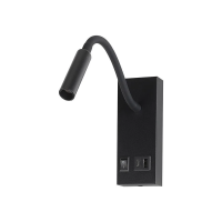 Oprawa LED V-TAC 3W CREE CHIP kinkiet czarny hotel łóżko 2xUSB USB-C VT-88064 3000K 120lm 3 lata gwa | 3800170254329 LED EUROPE