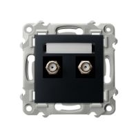 Gniazdo antenowe typu F podwójne czarny matowy SZAFIR | GPA-2ZF/m/33 Ospel