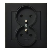 Gniazdo podwójne z/u kompletne z ramką GP-2RZ/33 czarny matowy, Sonata | GP-2RZ/33 Ospel