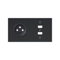 Panel 2-krotny: 1 gniazdo + 2x1 ładowarka USB SmartCharge 2x 2,1 A czarny mat Simon 100 | 10020228-238 Kontakt Simon