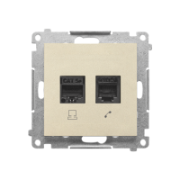 Gniazdo komputerowe RJ45 kategoria 5e + telefoniczne RJ12 (moduł), Szampański mat Simon 55 | T5F.01/144 Kontakt Simon