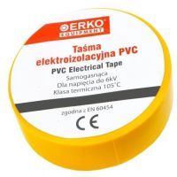 Taśma izolacyjna T PVC 15X10, żółta | TPVC_15-10-ZOLTA/1 Erko