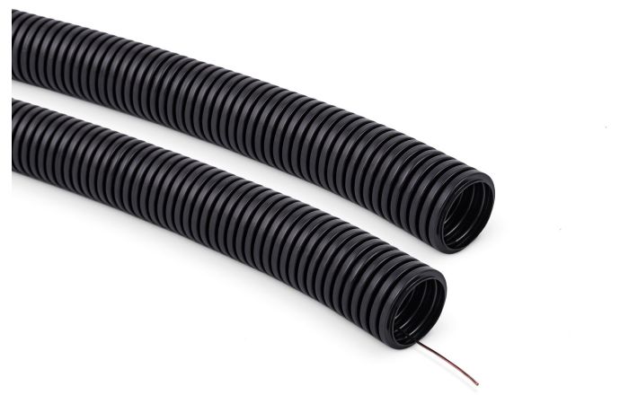 Rura giętka karbowana odporna na prom. UV z pilotem PVC RKSSUVP 25/20 750N samogasnąc,UV czarna(50m) | 12470 TT Plast