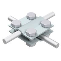 Złącze krzyżowe 4xM8x16 dwie płytki B do 20mm drut Fi- 5-12mm, ocynk | AH01101 AH Hardt