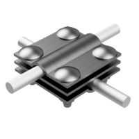 Złącze krzyżowe 4xM6x25, trzy płytki, B do 30mm, drut Fi- 5-8mm, stal nierdzewna | AH01043 AH Hardt