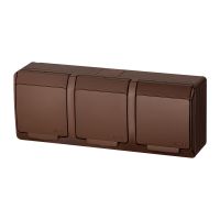 Gniazdo n/t potrójne 3x2P+Z IP44, brązowe, Hermes | 0323-06 Elektro-Plast Nasielsk