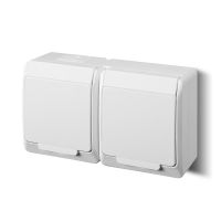Gniazdo hermetyczne natynkowe podwójne z uziemieniem 2x2P+Z schuko IP44, białe, Hermes | 0325-02 Elektro-Plast Nasielsk